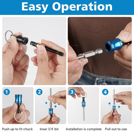 FACAINCXS Bit Holder 1/4 inch Hex Shank Screwdriver Bits Holder Extension Bar Keychain Screw Adapter Drill Change Hand-held Screwdrivers Drill Bits Holder Portable (A10)