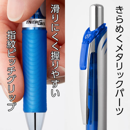 10 bolígrafos de tinta líquida de gel retráctil Pentel BL80 EnerGel de 1,0 mm (caja) - Tinta azul