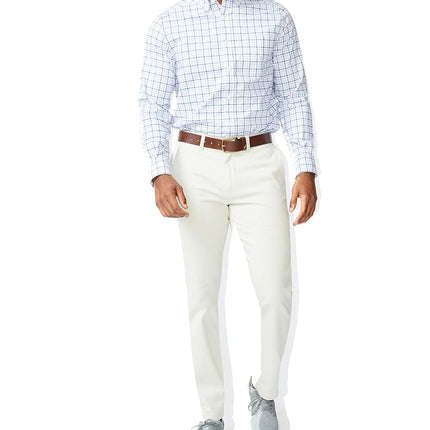 Nautica Men's Classic Fit Flat Front Stretch Solid Chino Deck Pant Business Casual Stone, 30W x 32L
