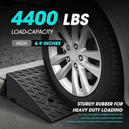 DNA MOTORING 7" Rise Rubber Curb Ramp Heavy Duty Loading Driveway Ramp Threshold Ramp 38.5 in L x 19.6 in W x 7 in H for Loading Dock, Warehouse, Wheelchair, Motorcycles, Cars, TOOLS-00653