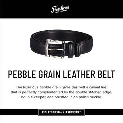 Florsheim Men's 1136 Pebble Grain 32mm Leather Belt, Cognac, 34