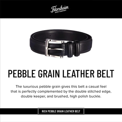 Florsheim Men's 1136 Pebble Grain 32mm Leather Belt, Cognac, 34