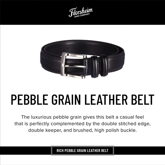 Florsheim Men's 1136 Pebble Grain 32mm Leather Belt, Cognac, 34
