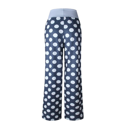 ALWAYS Palazzo Pants for Women - Casual Flowy Wide Leg Lounge Pants, Ap015 / Polka Dot, S