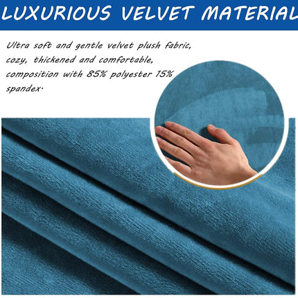 Stretch Velvet Armrest Covers Spandex Anti-Slip Arm Covers for Chairs Sofa Armchair Slipcovers for Recliner Sofa 2pcs (Peacock Blue)