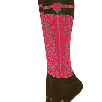 Wrangler Ladies Wild West Boot Socks 1 Pair, Brown