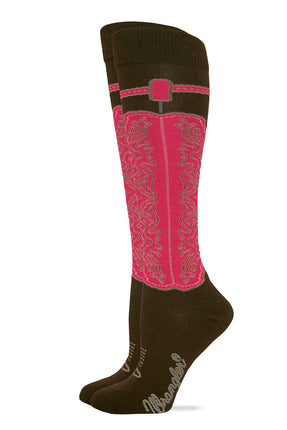 Wrangler Ladies Wild West Boot Socks 1 Pair, Brown