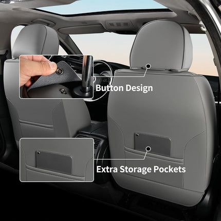 FLORICH Grey & Black Leather Front Seat Covers