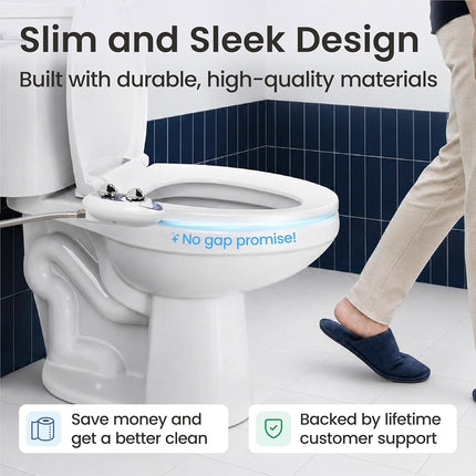LUXE Bidet NEO 120 - Self-Cleaning Nozzle, Fresh Water Non-Electric Bidet Attachment for Toilet Seat, Adjustable Water Pressure, Rear Wash (Gold)