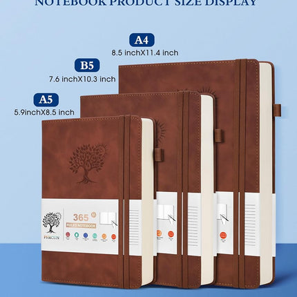 A5 Lined Journal Notebook - 365 Page Leather Journals for Writing Women & Men，Hardcover Notebook with 100Gsm Thick Pages，Daily Diary for Travel, Work，School，Note Taking，College Ruled (5.9" x 8.5")