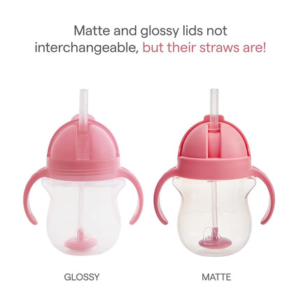 Munchkin Any Angle Click Lock Weighted Straw Trainer Cup, Pink/Purple, 7oz, 2pk