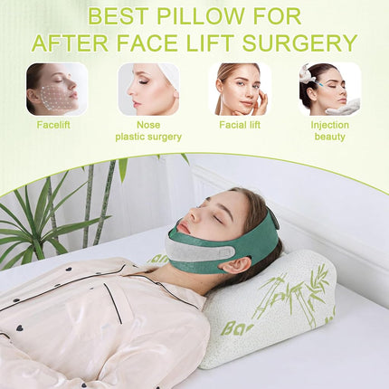 ROYALAY Best Pillow for After Face Lift Surgery, Memory Foam Back Sleeping Training Pillow for Wrinkles, Nose Job Recovery Supplies Support for Facial & Neck Procedures