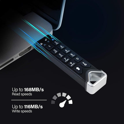 iStorage datAshur PRO2 512 GB - Secure Flash Drive - FIPS 140-2 Level 3 Certified - Password protected - Dust/Water-Resistant