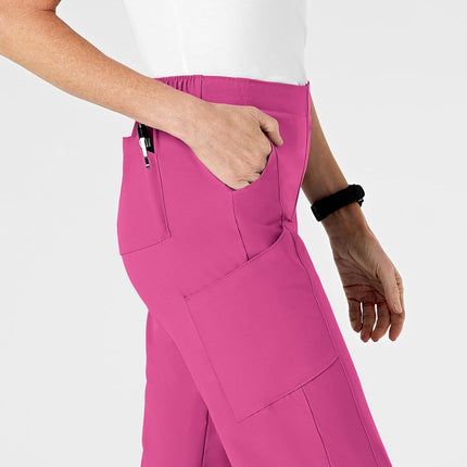 WonderWink Petite Women's Flat Front Cargo Pant, Hot Pink, X-Small Petite