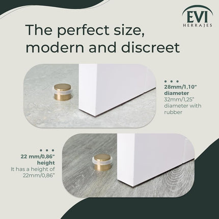 EVI Herrajes | Adhesive Golden Door Stop | White Rubber | No Screws |