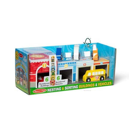 Melissa & Doug Nesting & Sorting Buildings & Vehicles