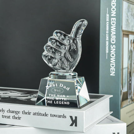 LONGWIN Crystal Thumbs Up Awards, Best Dad Gifts from Daughter Son for Father's Day, Birthday, Christmas, Thanksgiving