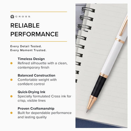 CROSS Century II Pearlescent White Lacquer Rollerball Pen with Rose-Gold Tone Appointments
