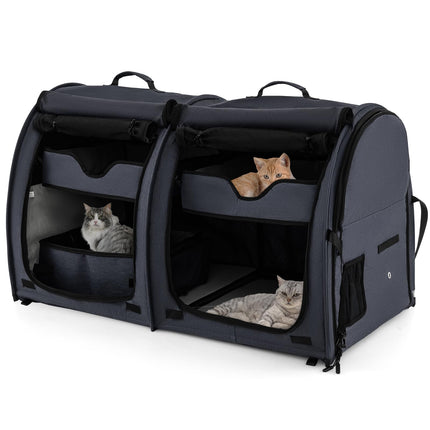 PETSITE 40 Inch Cat Carrier with Double Compartmen