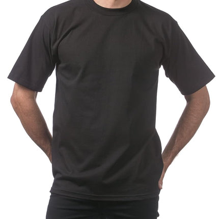 Pro Club Men's 3-Pack Heavyweight Cotton Short Sleeve Crew Neck T-Shirt, Black, 3XL