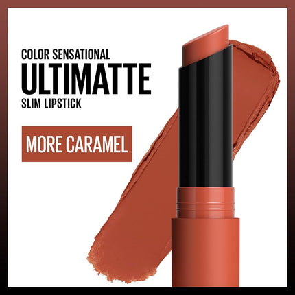 Maybelline Color Sensational Ultimatte Neo-Neutrals Slim Lipstick, Lightweight Blurring Formula with High-Impact Pigments, More Caramel, 0.06 oz