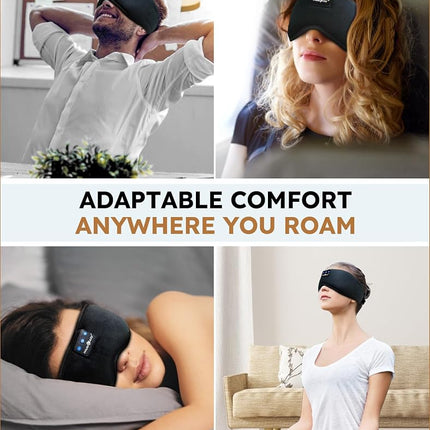 MUSICOZY Sleep Headphones Bluetooth 5.4 Headband Sleeping Headphones Eye Mask for Women Men Unisex, Wireless Music Mask Built-in Speakers Microphone Adjustable Strap for Side Sleepers Travel Office