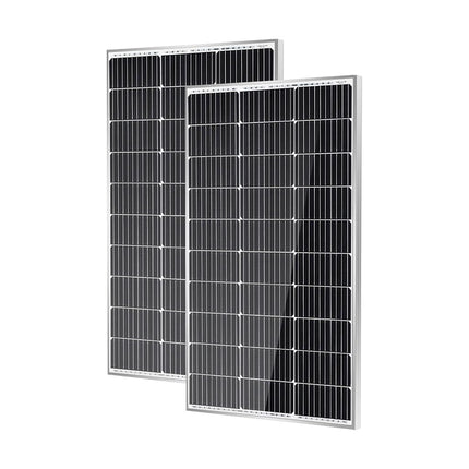 Traver Force Solar Panel 100 Watt 10BB Monocrystalline 12V Solar Panels for Home High Efficiency Solar Module Power Charger for RV Camping Cabin Marine Boat Motorhome Off-Grid Black 2-Pack 100W