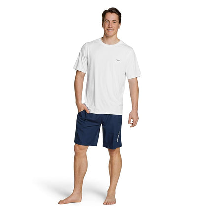 Speedo Women's Short Sleeve Easy Rash Guard Swim Shirt with Uv and UPF 50+ Protection, Basic White, Large