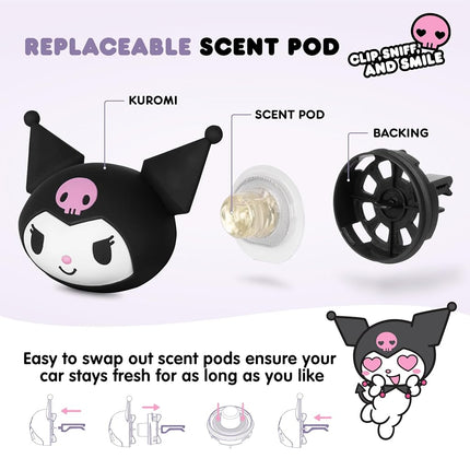 Désodorisant de voiture Sanrio Kuromi pour voitures, camions, SUV, accessoires de voiture mignons Hello Kitty and Friends