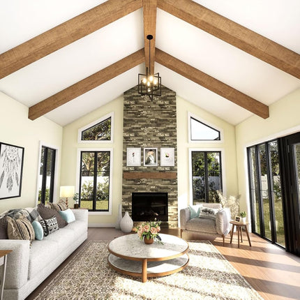 Heritage Timber Rustic Sawn Faux Wood Beam, 3-Sided (U-Beam), 3 1/2"W x 3 1/2"H x 72"L, Warm Caramel Finish