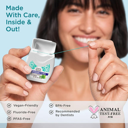 GuruNanda Expandable Waxed Dental Floss for Gentle, Deep Cleaning Wide Teeth Flossing - Peppermint Flavor - 55 Yards