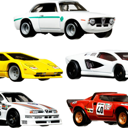 Hot Wheels Premium Car Culture Set of 5 Toy Cars in Collectible Container, Che Figata Die-Cast 1:64 Scale 5-Pack