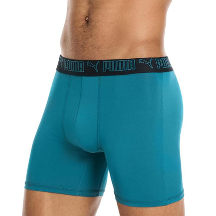 PUMA Men's 5 Pack Performance Boxer Briefs, Blue/Green/Black, M