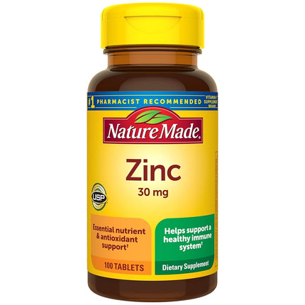 Nature Made Zinc 30 mg Tablets, 100 Count for Immu