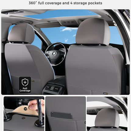 Huidasource Leather Seat Covers Full Set, Waterproof Truck Seat Cover for Sedan SUV Pickup Truck, Universal Fit for BMW for Buick for Subaru for Lexus for Volvo(Full Set/Gray)