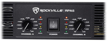 Rockville RPA5 1000 Watt Peak / 500w RMS 2 Channel Power Amplifier Pro/DJ Amp