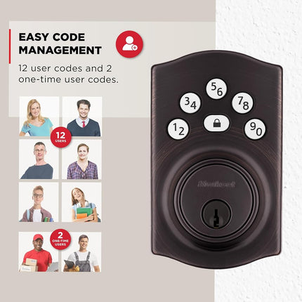 Kwikset Powerbolt 240 5-Button Keypad Venetian Bronze Traditional Electronic Deadbolt Door Lock, Featuring Convenient keyless Entry, Customizable User Codes and auto Locking