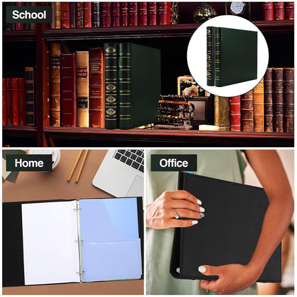 LETVPVOW 2 Pcs Vintage Hardback 3 Ring Binder 1 Inch, Professional Leather Binder 3 Ring, Three Ring Binders Fits 8.5 x 11, D Ring Binders for Home, School and Office- (1 Black and 1 Dark Green)