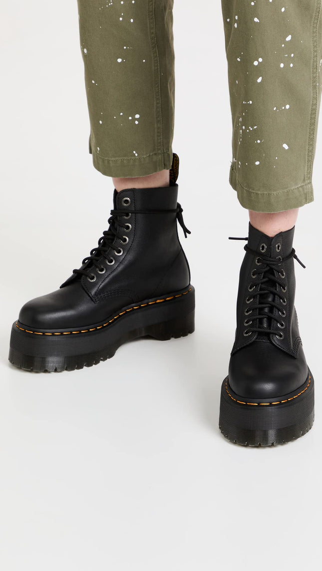 Dr. Martens Women's 1460 Pascal Max Combat Boots, Black, 5