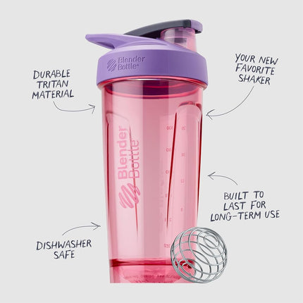 Bouteille de sport BlenderBottle avec fouet en spirale, 828 ml, violet – Shakes protéinés et hydratation pour athlètes et passionnés de fitness, mélange facile, durable et légère, couvercle verrouillable