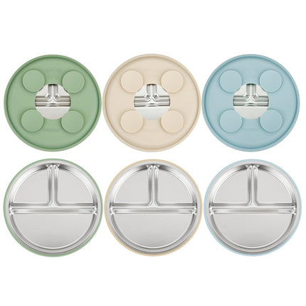 PandaEar 3 Pack Stainless Steel Baby Suction Plate
