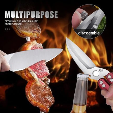 DRAGON RIOT Heavy Duty Poultry Shears - A Must Have Kitchen Shears for Chicken and Meat Cutting - Dishwasher Safe and Stainless Food Kitchen Scissors for Thanksgiving(Burgundy)