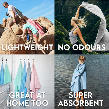 Dock & Bay Beach Towel - Quick Dry, Sand Free - Compact, Lightweight - 100% Recycled - Includes Bag - Essential - Rainforest Green, Extra Large (200x90cm, 78x35)