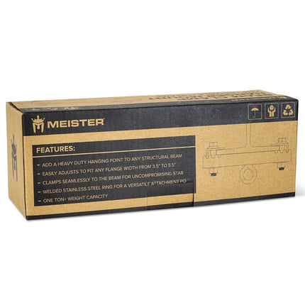 Meister Beam Clamp Hanger Mount for Boxing & MMA Heavy Bags, Suspension Straps & Ceiling Fixtures - Black - 3.5" - 5.5"