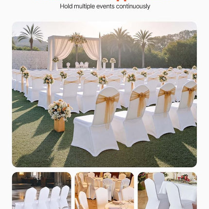 VEVOR 100 Pcs White Chair Covers Polyester Spandex Chair Cover Stretch Slipcovers for Wedding Party Dining Banquet Flat-Front Chair Covers