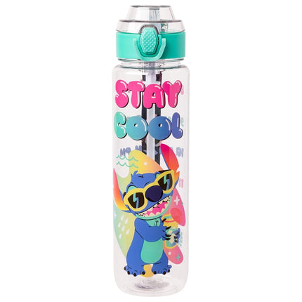 Gourde en plastique Silver Buffalo Disney Lilo et Stitch « Stay Cool » avec couvercle verrouillable et sangle, avec Stitch, 975 ml