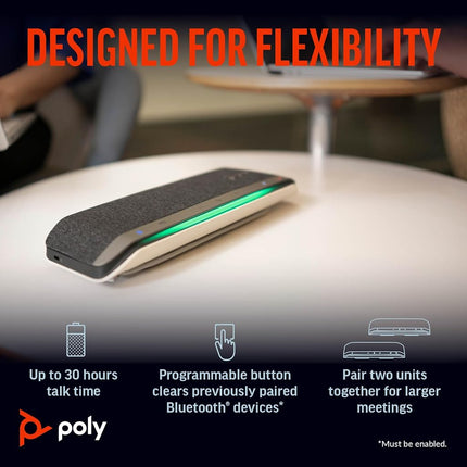 Poly Sync 40 Smart Speakerphone - Flexible Workspaces - Connect to PC/Mac via USB-A or USB-C and Smartphones via Bluetooth - Works with Teams, Zoom