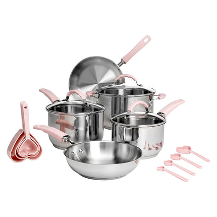 Paris Hilton Stainless Steel Pots and Pans Set wit