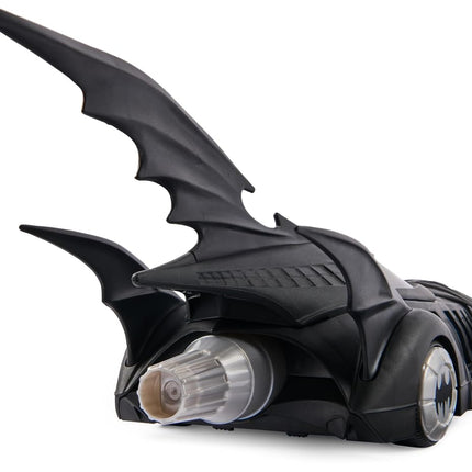 DC Comics, BATMAN FOREVER Batmobile + Batman Action Figure Set, 12.7-cm Retro Batman, Translucent 50-cm Batmobile, Collector’s Edition, For Fans Aged 4+
