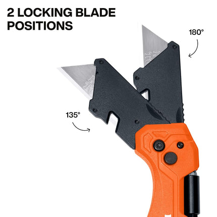 Klein Tools 44304 Folding FLICKBLADE Utility Knife, Compact, Removable Impact Driver, 1/4-Inch Nut Driver and #2 Phillips Bit